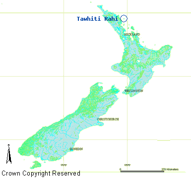 Map showing Tawhiti Rahi
