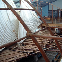 Drydocked Polynesian raft