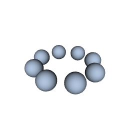 several high-resolution spheres arranged in a circle