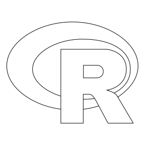 The outline of the R logo (drawn in R)