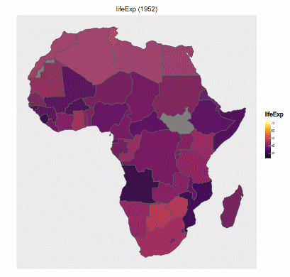 Africa life expectancies animated gif