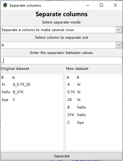 Separate to rows