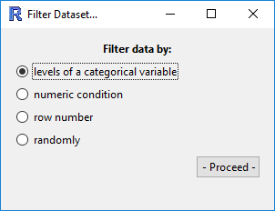 Filter dialog