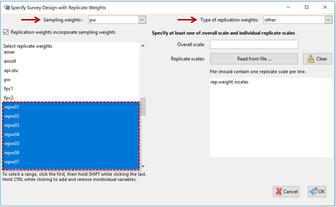 Replicate design specification specification dialog