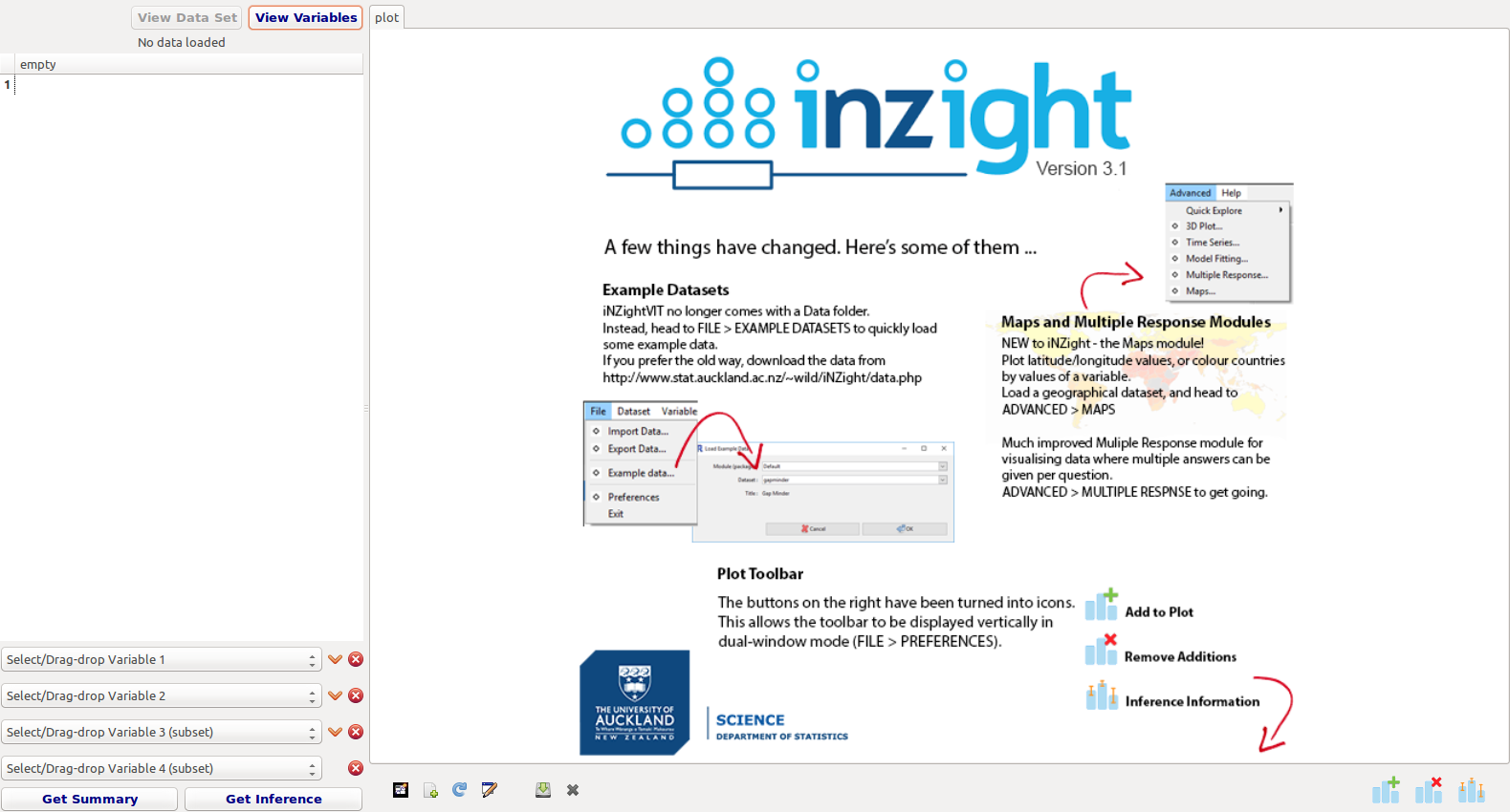 iNZight Home - single window