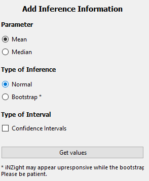 Dot plot inference window