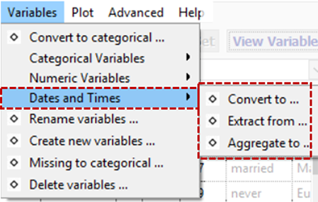 Manipulate Dates and Times Menu