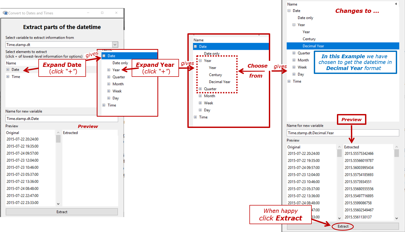 Extract from Date-time Menu