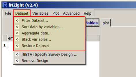 Data Operations Menu